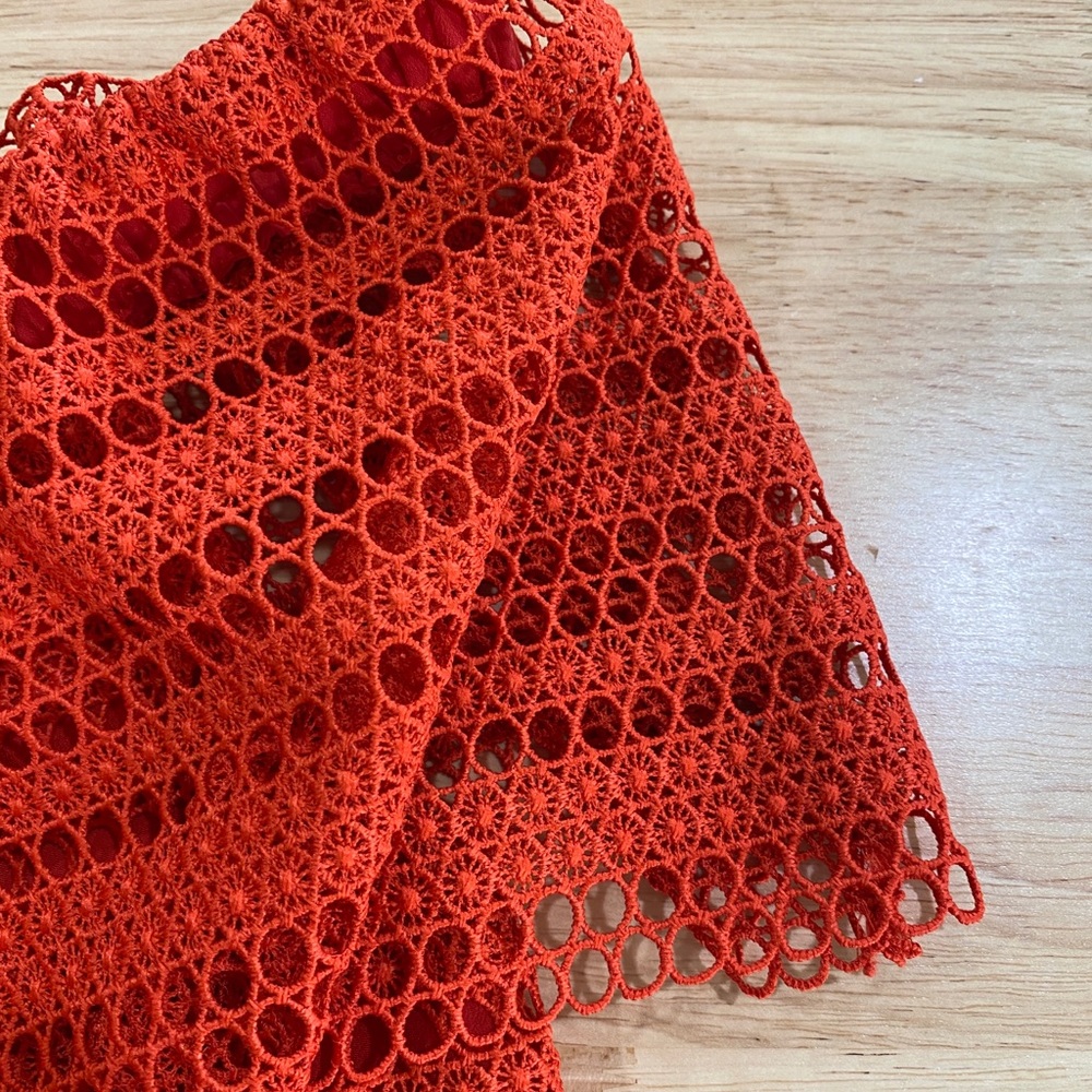 WITCHERY Red Lace Off The Shoulder Lined Cocktail Party Dress Size AU 10 - Picture 7 of 7